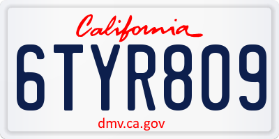 CA license plate 6TYR809