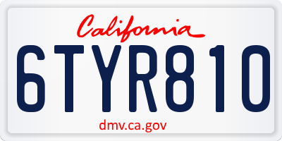 CA license plate 6TYR810