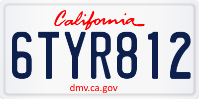 CA license plate 6TYR812