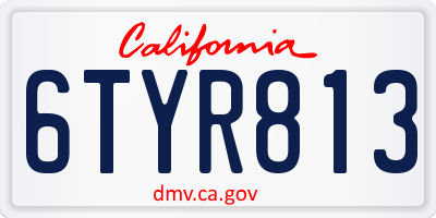 CA license plate 6TYR813