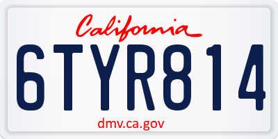 CA license plate 6TYR814
