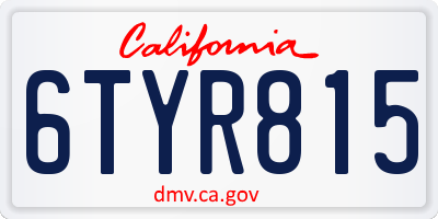 CA license plate 6TYR815