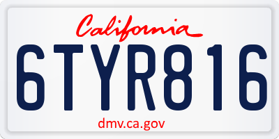 CA license plate 6TYR816