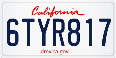 CA license plate 6TYR817