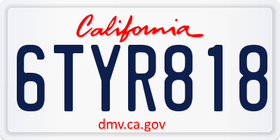 CA license plate 6TYR818