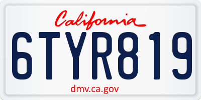 CA license plate 6TYR819