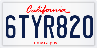 CA license plate 6TYR820