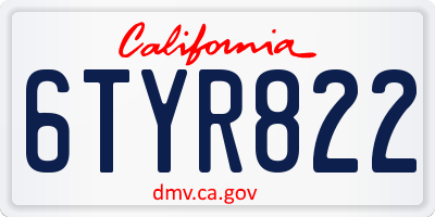 CA license plate 6TYR822