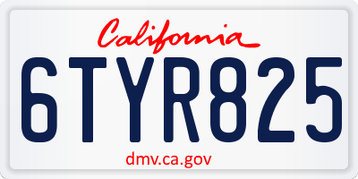 CA license plate 6TYR825