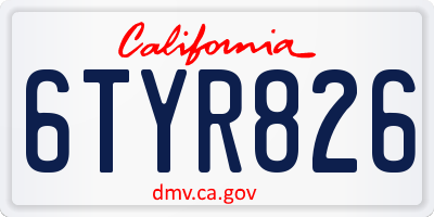 CA license plate 6TYR826