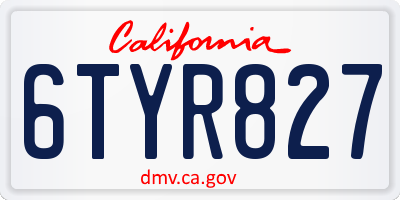 CA license plate 6TYR827