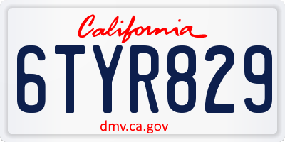 CA license plate 6TYR829
