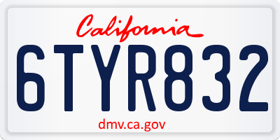 CA license plate 6TYR832