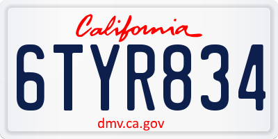 CA license plate 6TYR834