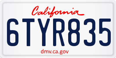 CA license plate 6TYR835