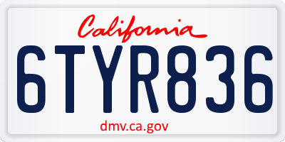 CA license plate 6TYR836