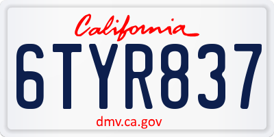 CA license plate 6TYR837