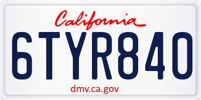 CA license plate 6TYR840