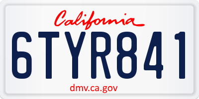 CA license plate 6TYR841