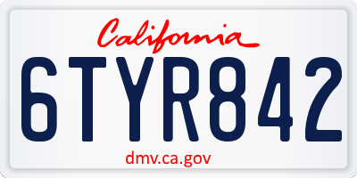 CA license plate 6TYR842