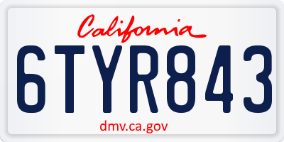 CA license plate 6TYR843