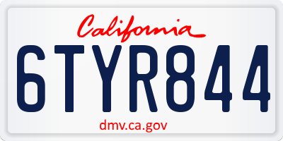 CA license plate 6TYR844