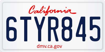 CA license plate 6TYR845