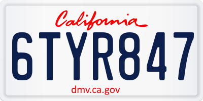 CA license plate 6TYR847