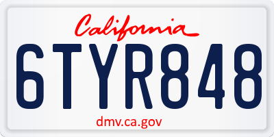 CA license plate 6TYR848