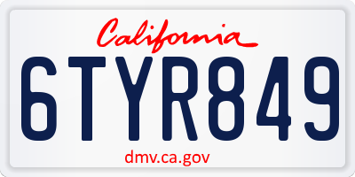 CA license plate 6TYR849