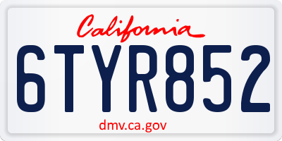 CA license plate 6TYR852