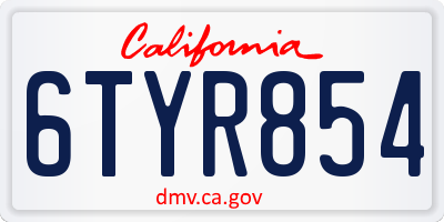 CA license plate 6TYR854