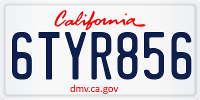 CA license plate 6TYR856