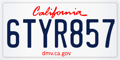 CA license plate 6TYR857