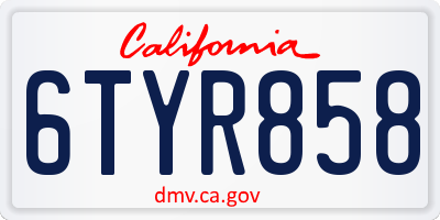CA license plate 6TYR858