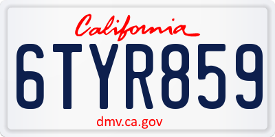 CA license plate 6TYR859