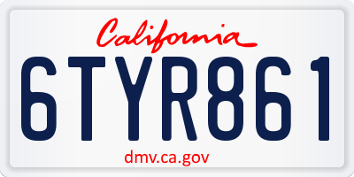 CA license plate 6TYR861