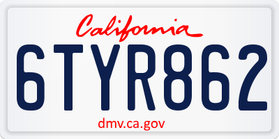CA license plate 6TYR862