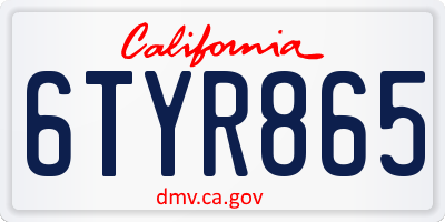CA license plate 6TYR865