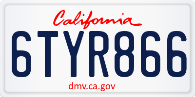 CA license plate 6TYR866