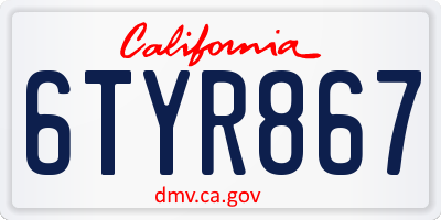 CA license plate 6TYR867
