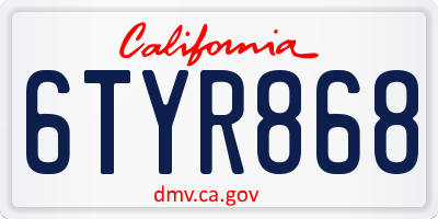 CA license plate 6TYR868