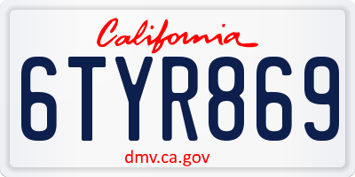 CA license plate 6TYR869