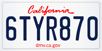 CA license plate 6TYR870