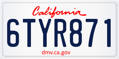 CA license plate 6TYR871