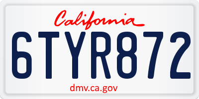 CA license plate 6TYR872