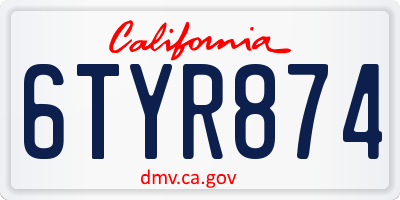 CA license plate 6TYR874