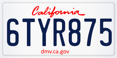 CA license plate 6TYR875