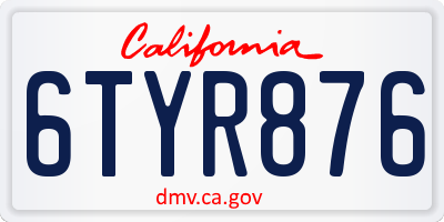 CA license plate 6TYR876