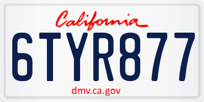 CA license plate 6TYR877
